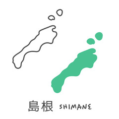 シンプルな日本の島根地図　イラスト