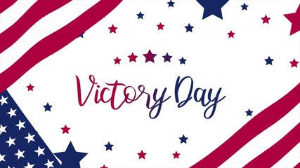 Victory Day Text Animation with waving flag background. Celebrate Victory Day on 12th August. Great for celebrating Victory Day.