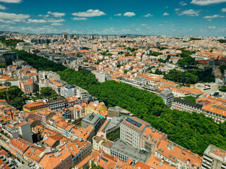 Aerial View Of Beautiful Lisbon Cityscape Restauradores Square