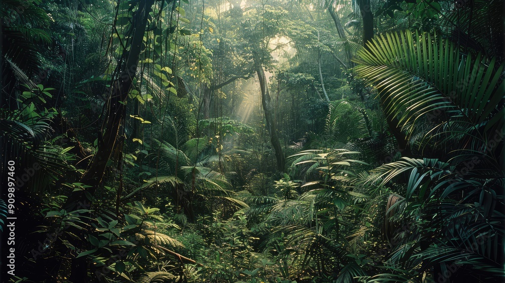 Aufkleber The wilderness of the jungle which appears as the result of unchecked and untamed growth. Generative AI.