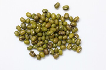 green mung beans isolated on white background 
