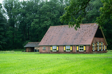 Diepenheim, Overijssel, The Netherlands, July 12, 2024 - Detached country house with green surroundings at the Dutch countryside