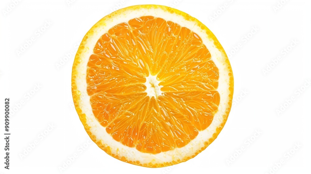 Aufkleber Orange slice isolated Round orange slice on white background Orang fruit circle piece with clipping path Isolated white Full depth of field : Generative AI