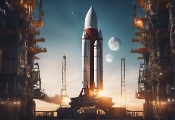 rocket space print decorative flier paper emblem symbol poster wallpaper background cover album title promo banner design template layout clip art ship spaceship launch
