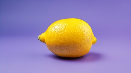 Whole yellow lemon lies against a purple background One fruit in the frame : Generative AI