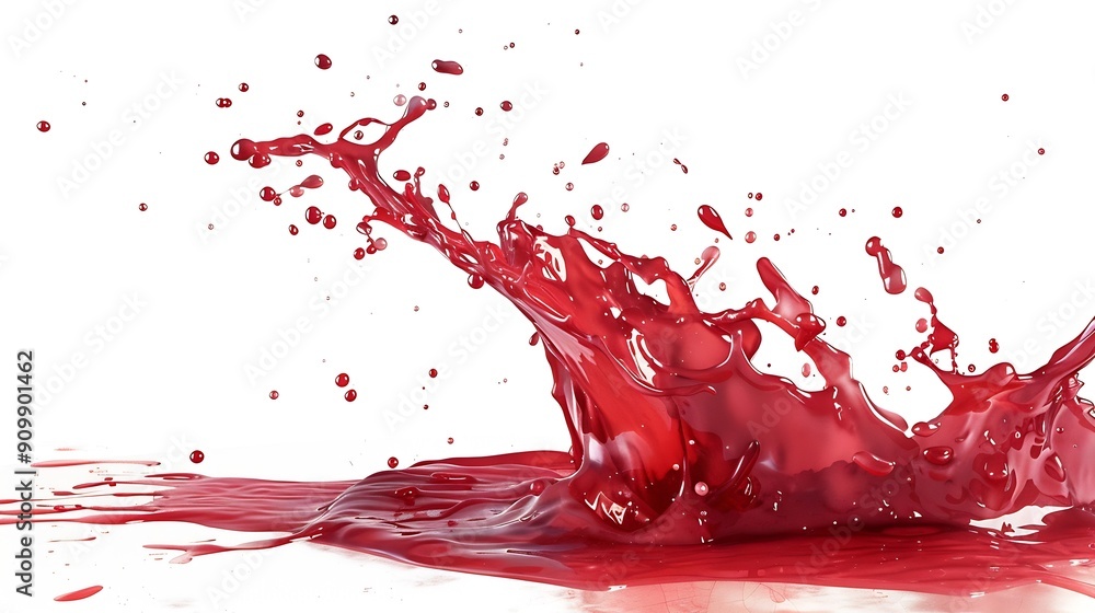 Poster red juice splash isolated on white background : generative ai