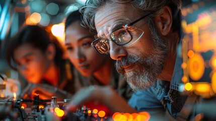 A diverse group of engineers working on a groundbreaking project