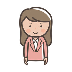 笑顔で正面を向くビジネスウーマンのイラスト