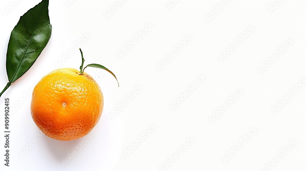 Poster orange collection orange fruit with green leaf isolated on white background orange with clipping pat