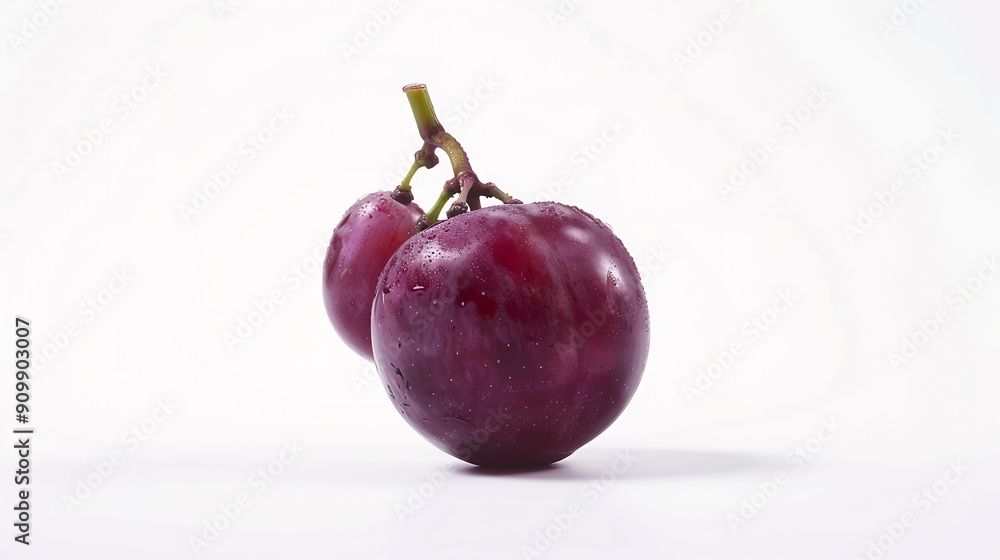 Aufkleber Red grape isolated on white background with clipping path : Generative AI