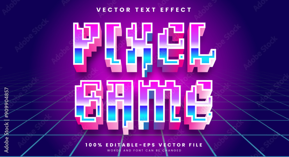 Poster pixel game editable text effect template with modern style