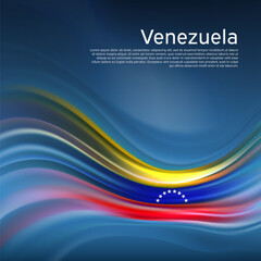 Venezuela flag background. Abstract venezuelan flag in the blue sky. National holiday card design. Business brochure design. State banner, venezuela poster, patriotic cover, flyer. Vector illustration