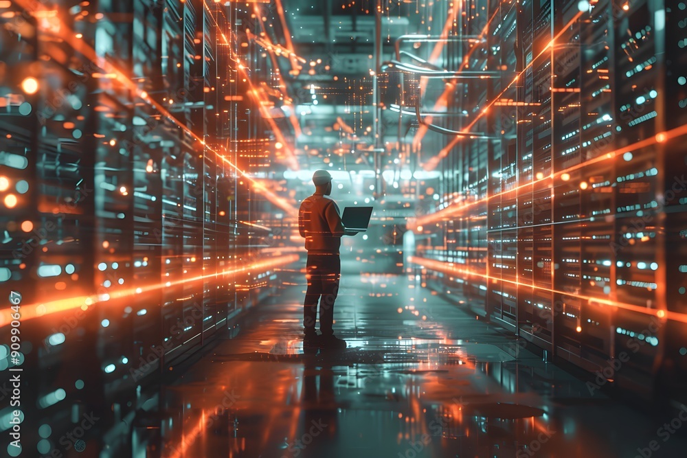 Poster a data center journey: exploring the digital realm of servers and connectivity
