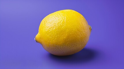 Whole yellow lemon lies against a purple background One fruit in the frame : Generative AI