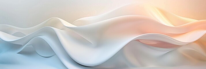 Obraz premium Soft abstract fabric waves in pastel colors, creating a smooth and serene background with a gentle gradient of light and shadow.