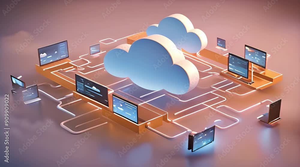 Aufkleber cloud computing concept.abstract cloud connection technology