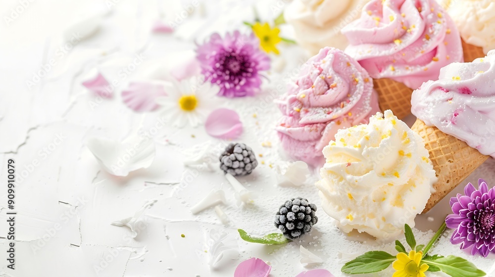 Poster white background ice cream isolated : generative ai
