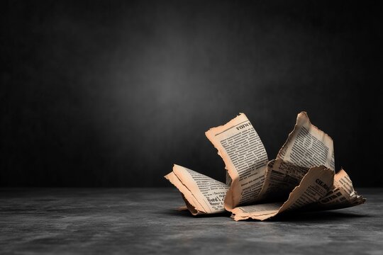 Torn and Crumpled Newspaper with "Halloween" Text Illustrating Trust and Accuracy Issues in News Reporting