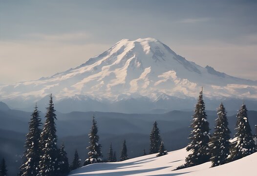 Mt snowy stance peaks Ranier Background Travel Nature Landscape Snow White Cloud Mountain Blue Ice Mountains Vacation Environment Adventure Weather Rocky Peak Aerial Ridge Scenery Range Above H
