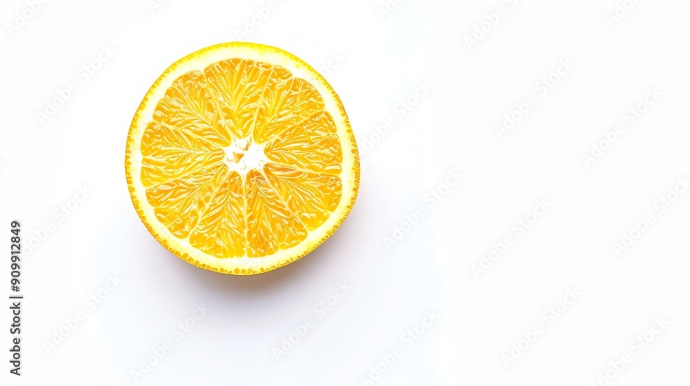 Poster Orange slice isolated Round orange slice on white background Orang fruit circle piece with clipping path Isolated white Full depth of field : Generative AI