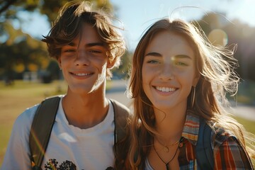 Joyful Moments: Two Friends Enjoying a Sunny Day Outdoors