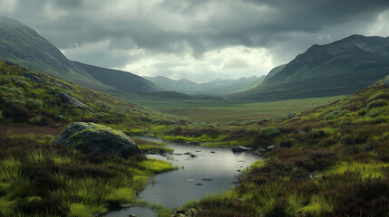 The rugged terrain of the Scottish Highlands