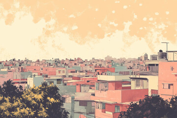 Obraz premium Risograph vintage riso print travel poster, card, wallpaper or banner illustration, modern, isolated, clear, simple of Jalandhar, India. Artistic, screen printing, stencil