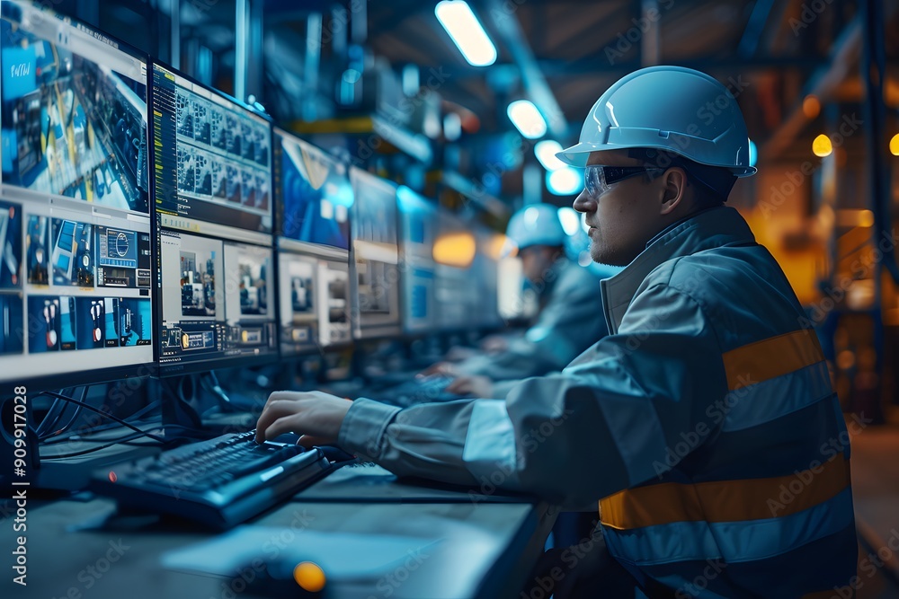Poster monitoring operations in a high-tech control room