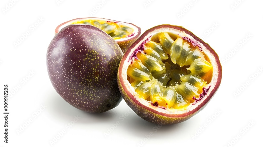 Poster clipping path passion fruit isolated on white background : generative ai