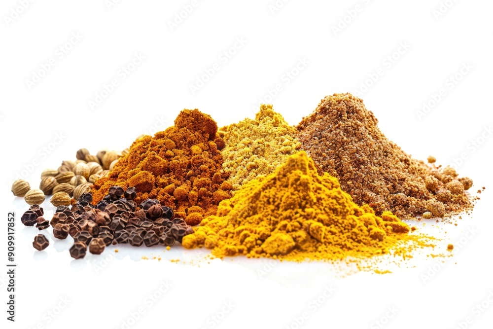 Poster a collection of spices displayed on a clean and neutral background