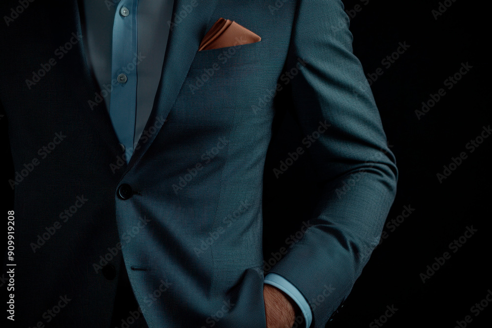 Sticker Businessman in suit on black background, close-up