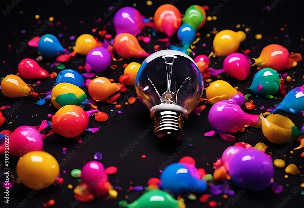 Poster bulb motion colourful colours flow concept think idea explodes light explosion background many-colou