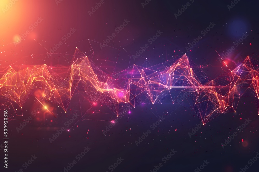 Aufkleber abstract digital waveform with vibrant colors and geometric patterns