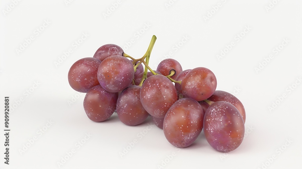 Poster Red grape isolated on white background with clipping path : Generative AI