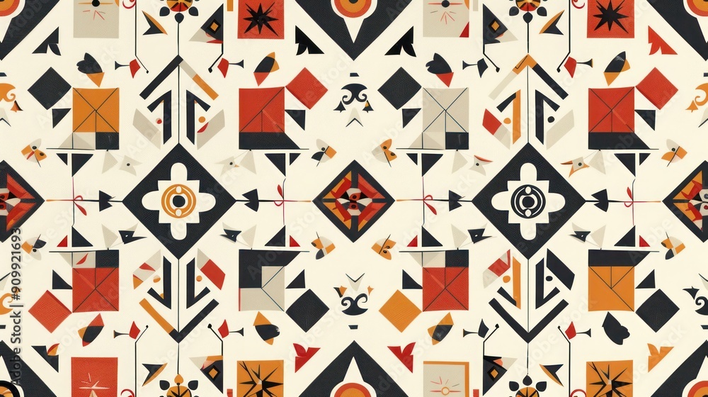 Poster a seamless pattern with graphic design motifs.