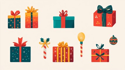 Illustration of Christmas gifts on white background