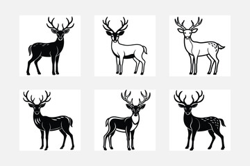 Charming Deer Art Set with Crisp White Background
