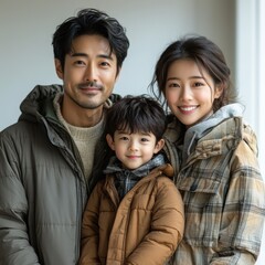 Obraz premium Asian Family in Casual Attire