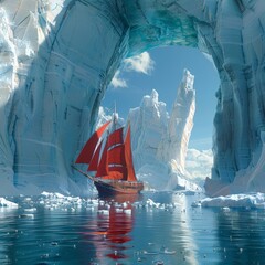 ship on a lake