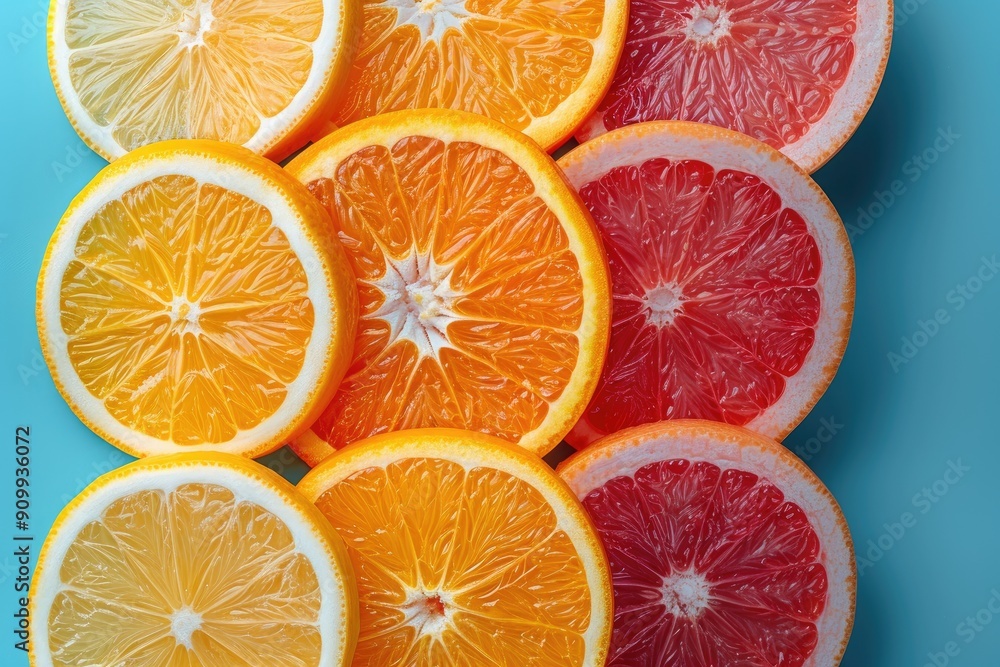 Aufkleber slices of citrus fruits arranged in a pattern