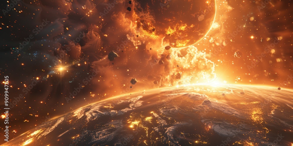 Aufkleber 3d rendering of the mesmerizing universe perspective