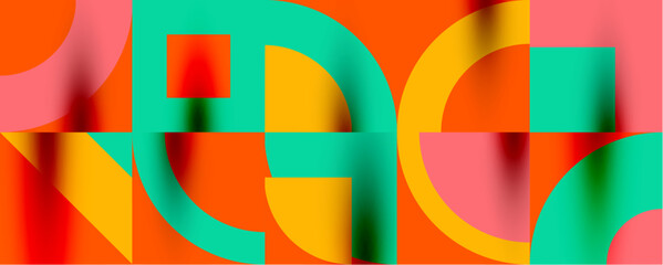 Fototapeta premium Neo memphis geometric pattern with circles, squares. Pop art abstract background for covers, banners, flyers and posters and other templates