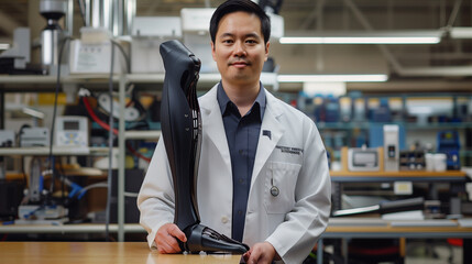 creation of an artificial leg, leg prosthesis.