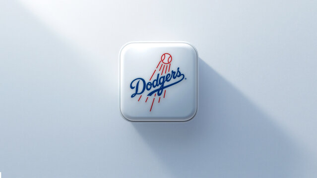 Los Angeles Dodgers team logo 3d icon casting a shadow on a white background