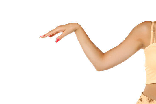 a bent female hand  on a white background
