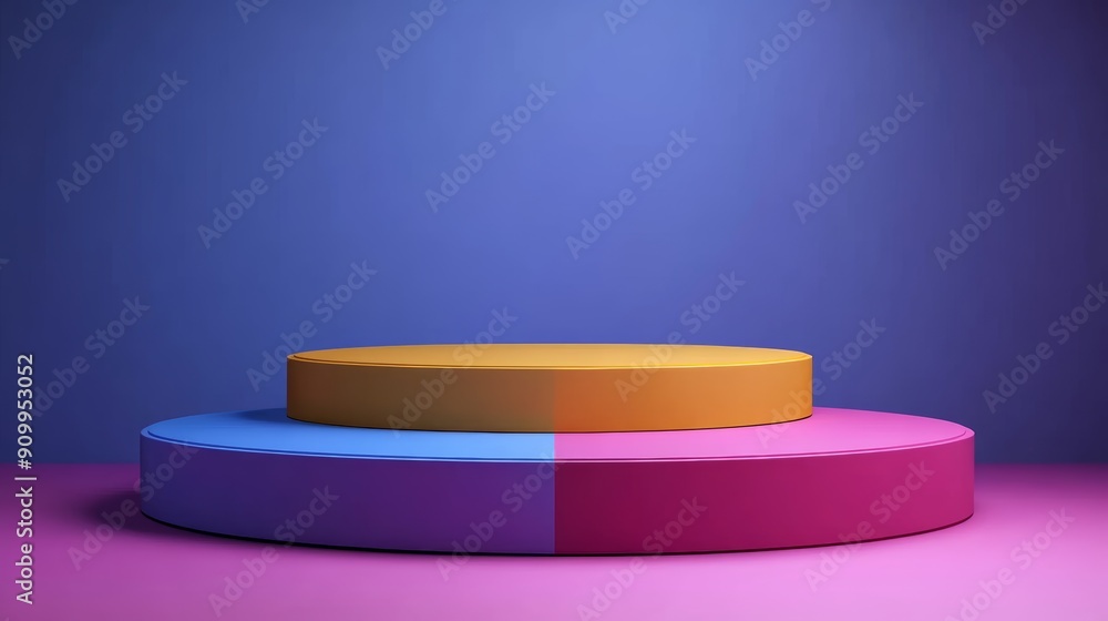 Aufkleber vibrant dark podium display with colorful gradient background for product presentation and branding