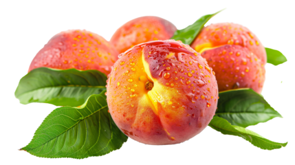 Fresh Peaches isolated on transparent or white background
