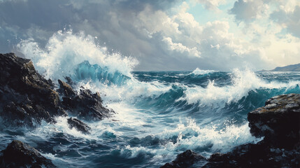 Obraz premium typhoon and storm at sea