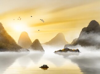 Chinese ink and water landscape painting