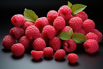 Insulated raspberry collection on white background with cutout, generative IA